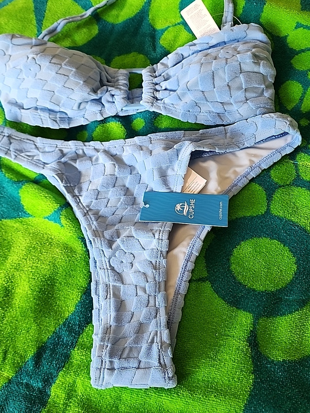 NWT Cupshe Powder Blue Textured Two-Piece Bikini - Picture 7 of 7